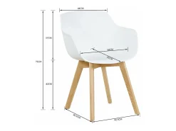 Conjunto de 2 Sillas de Comedor Escandinavas Blancas de Madera de Haya Maciza - Fácil de Limpiar - Alta Calidad