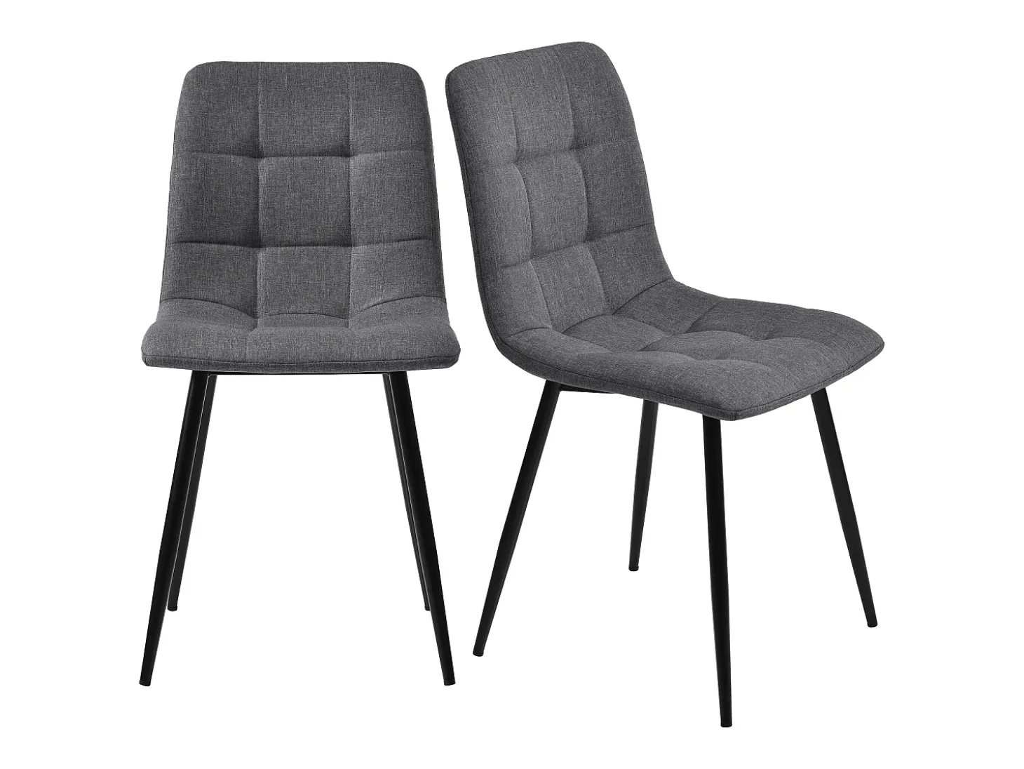 Conjunto de 4 sillas de lino gris con patas de metal negro