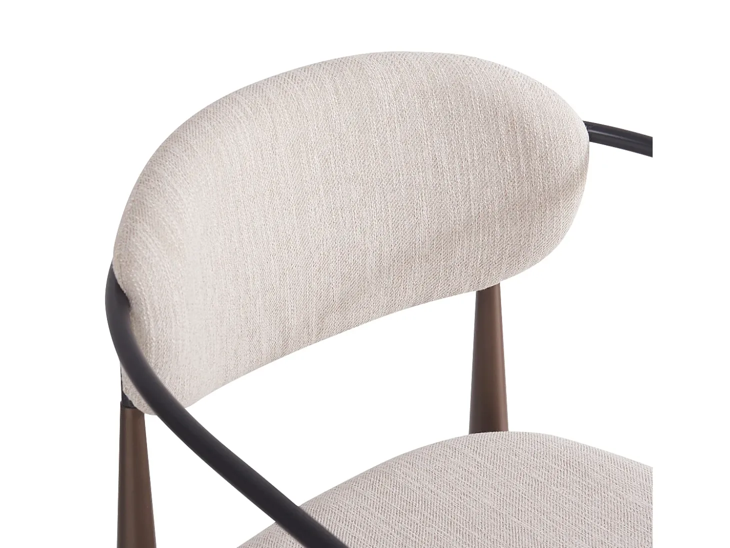 Conjunto de 2 sillas de lino beige, estructura de metal marrón