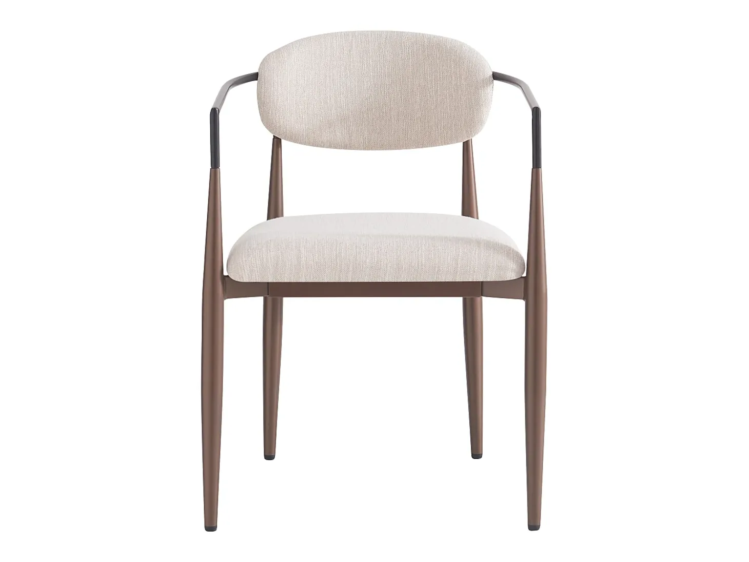 Conjunto de 2 sillas de lino beige, estructura de metal marrón
