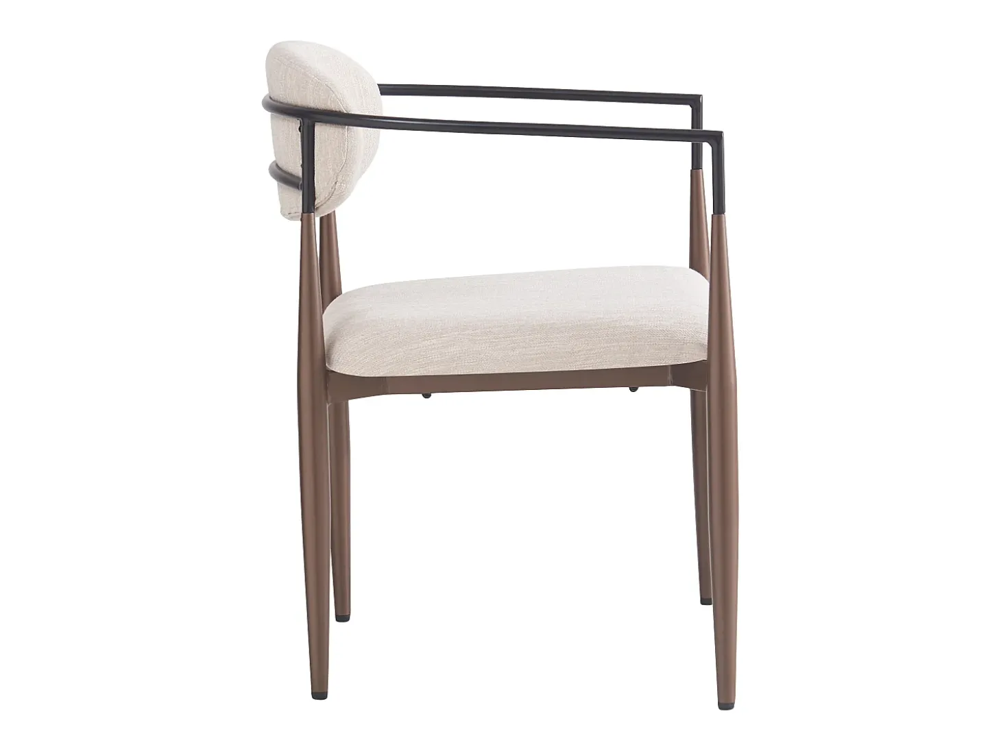 Conjunto de 2 sillas de lino beige, estructura de metal marrón