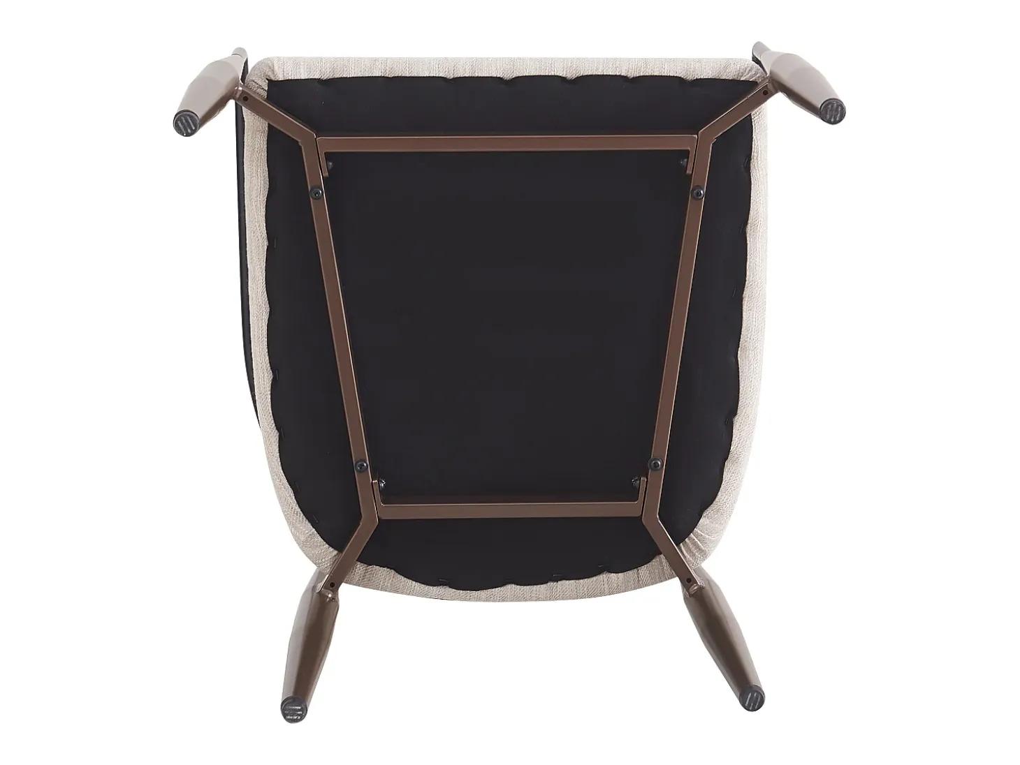 Conjunto de 2 sillas de lino beige, estructura de metal marrón