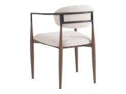 Conjunto de 2 sillas de lino beige, estructura de metal marrón