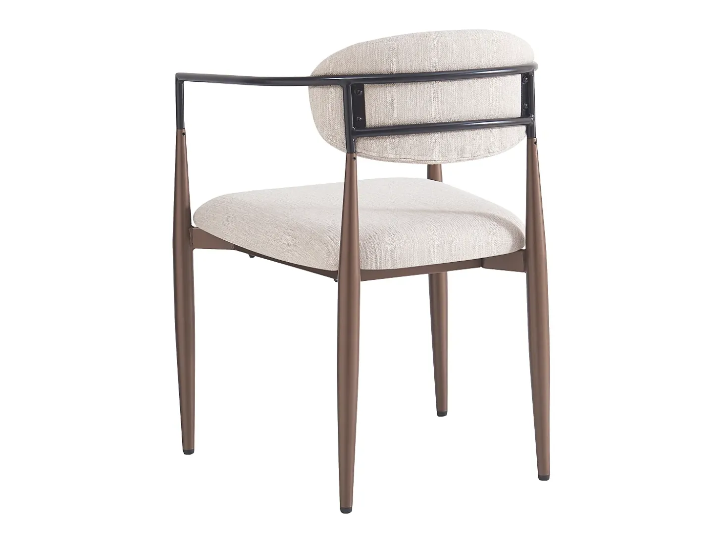 Conjunto de 2 sillas de lino beige, estructura de metal marrón