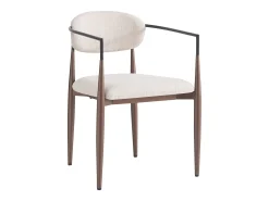 Conjunto de 2 sillas de lino beige, estructura de metal marrón