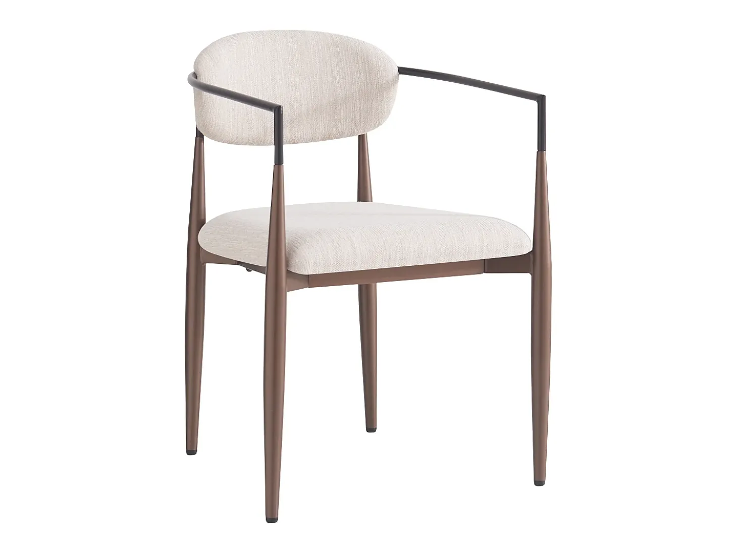 Conjunto de 2 sillas de lino beige, estructura de metal marrón