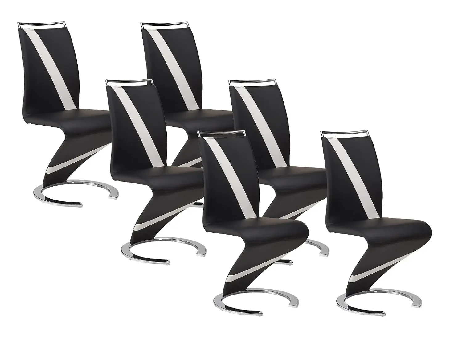 Conjunto de 6 sillas de piel sintética negro y blanco TWIZY