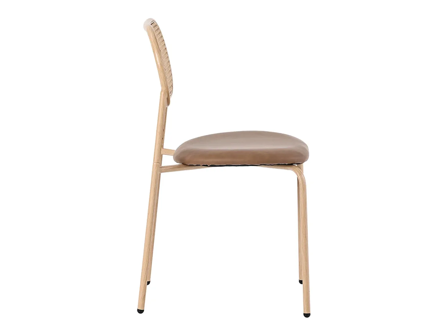Conjunto de 4 sillas de ratán con asiento acolchado de PU, color marrón