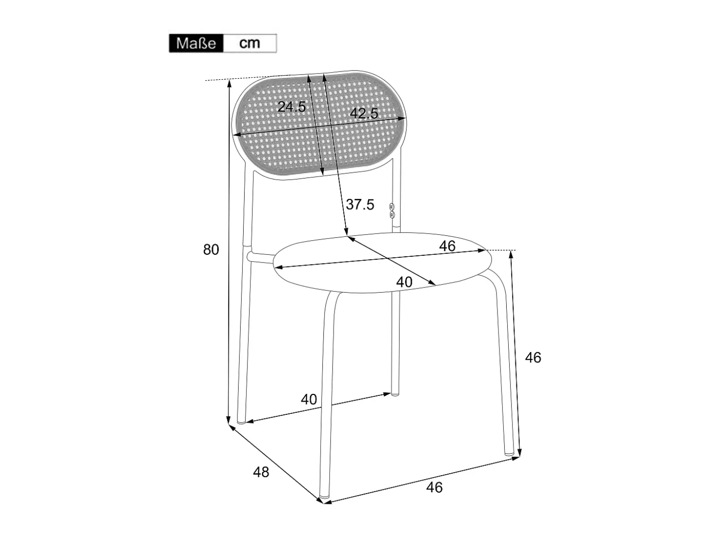 Conjunto de 4 sillas de ratán con asiento acolchado de PU, color marrón