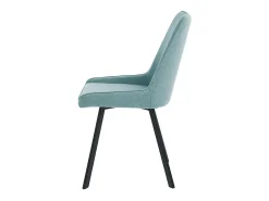 Conjunto de 4 sillas de salón modernas "Woody" de tela color aguamarina con patas de metal, 46x57 cm, 80 cm de alto