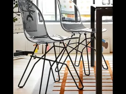 Conjunto de 4 sillas de salón modernas "Academy" con asiento de policarbonato transparente