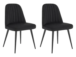 Conjunto de 2 sillas de terciopelo y metal - Negro - ELEANA