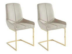 Conjunto de 2 sillas de terciopelo y metal - Beige - BERLONA