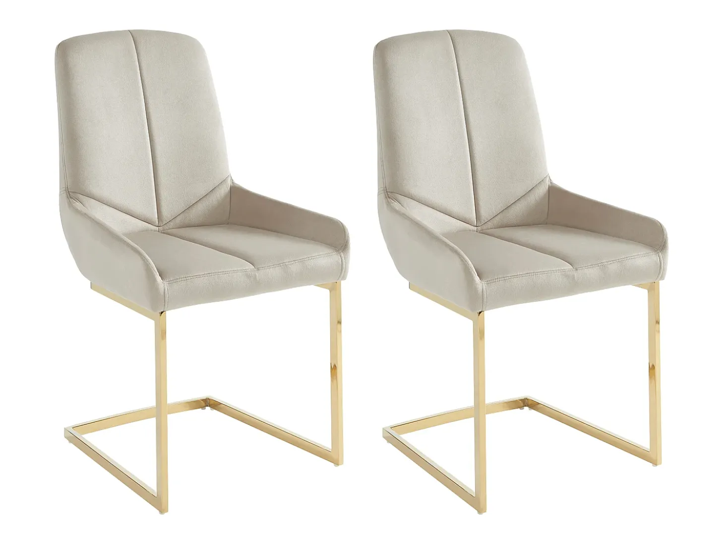 Conjunto de 2 sillas de terciopelo y metal - Beige - BERLONA