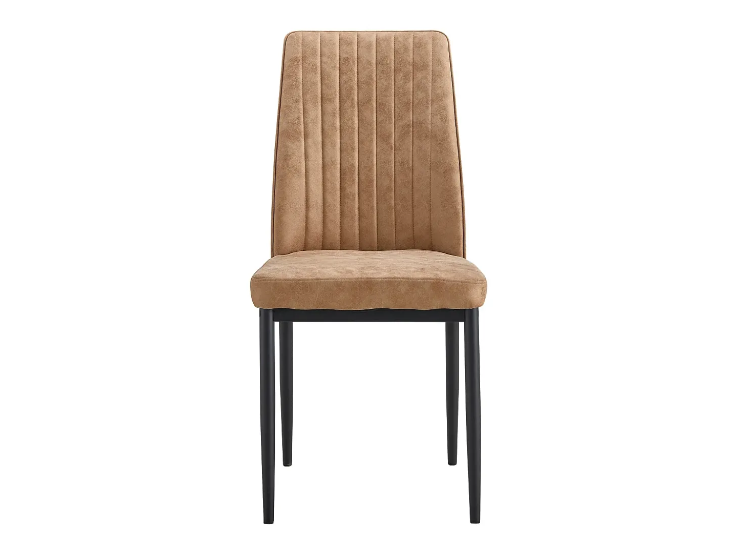 Conjunto de 4 sillas de tela marrón - Respaldo ergonómico - Patas de metal negro