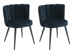 Conjunto de 2 sillas de terciopelo y metal - Negro - PRANILA