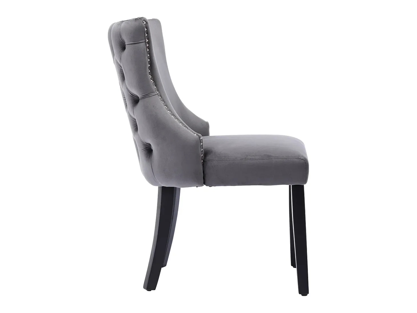 Conjunto de 4 sillas de terciopelo gris - Silla de 4 patas con costura de botones estructura de madera maciza para comedor - 91x50x49cm