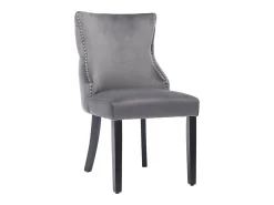 Conjunto de 4 sillas de terciopelo gris - Silla de 4 patas con costura de botones estructura de madera maciza para comedor - 91x50x49cm