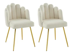Conjunto de 2 sillas de tejido bouclé y metal dorado - Crema - ALTINAM de Pascal MORABITO