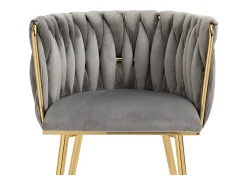 Conjunto de 2 sillas de terciopelo y metal dorado - Gris