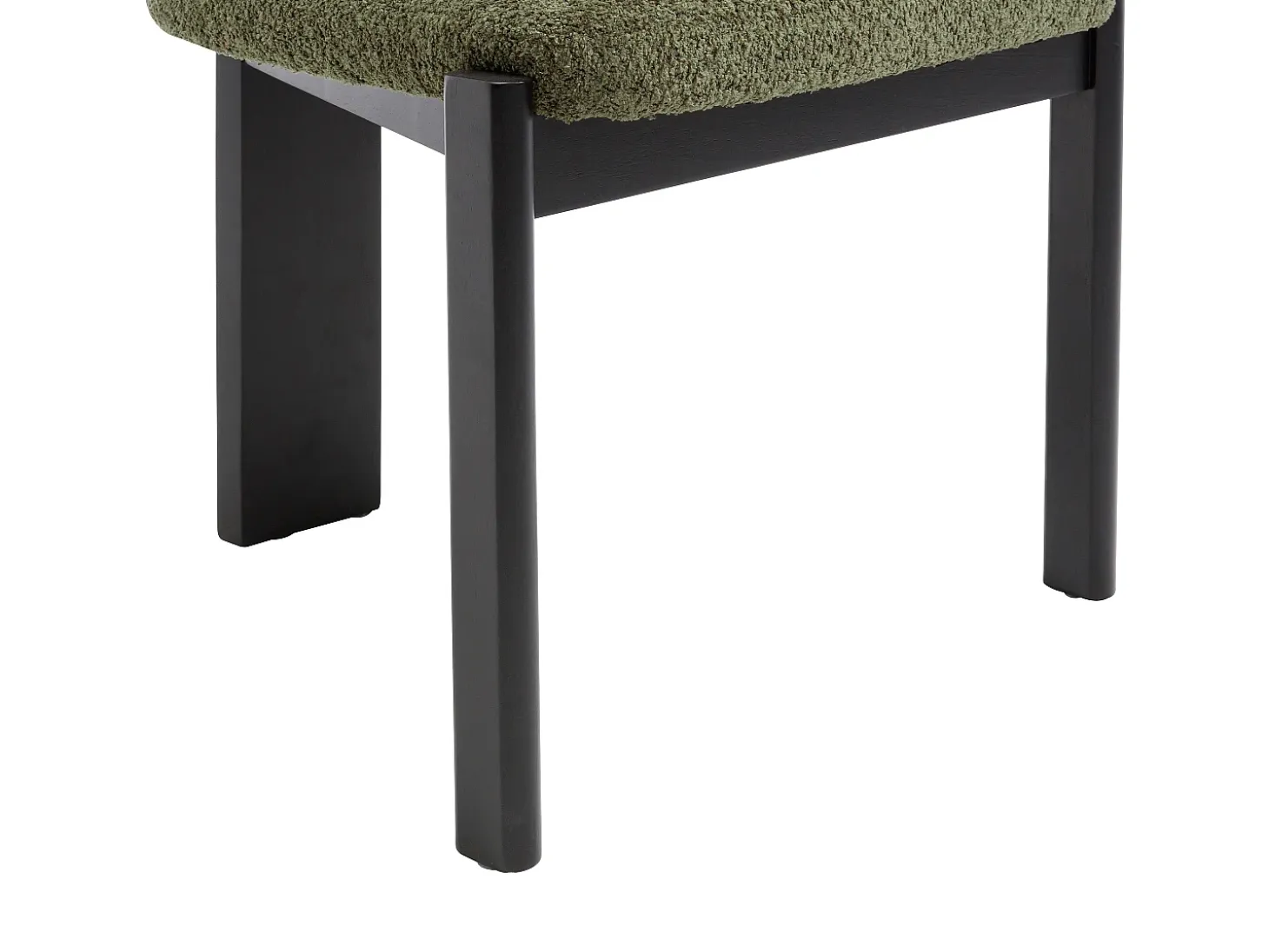Conjunto de 2 sillas de tela bouclé y madera de hevea negra - Verde caqui - WILANA