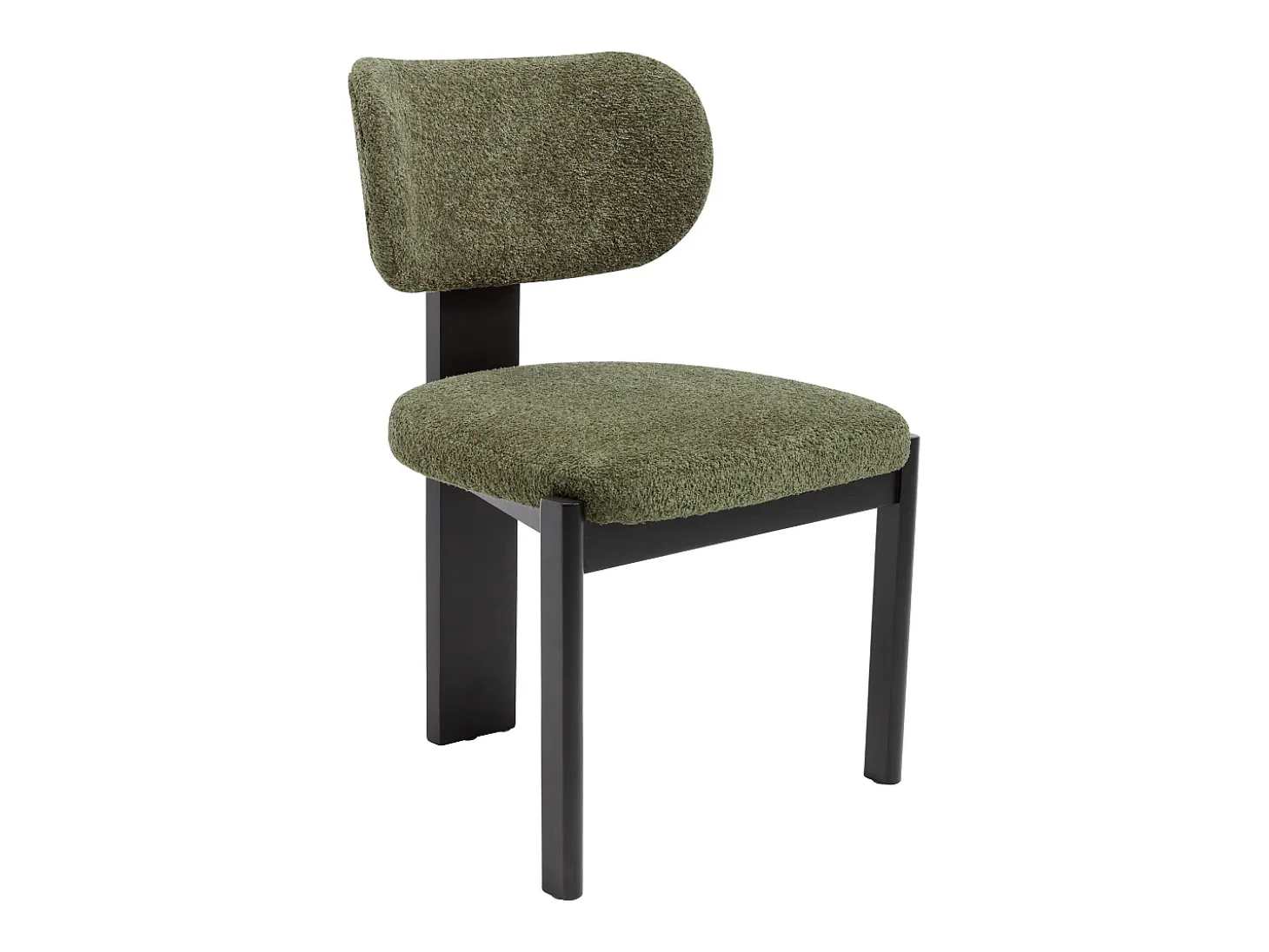 Conjunto de 2 sillas de tela bouclé y madera de hevea negra - Verde caqui - WILANA