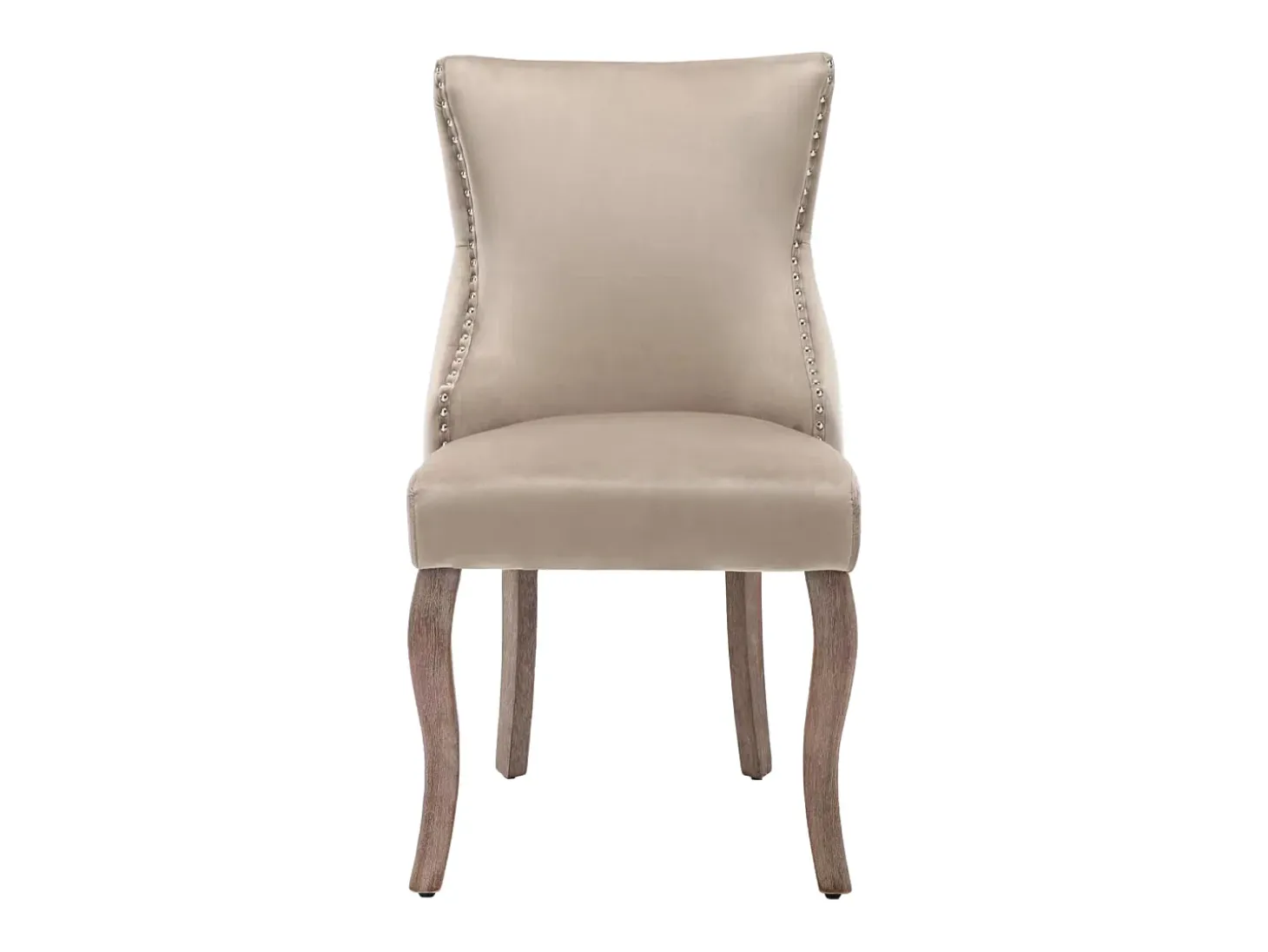 Conjunto de 6 sillas de terciopelo beige - Silla de 4 patas con costura de botones estructura de madera maciza para comedor - 91x50x49cm