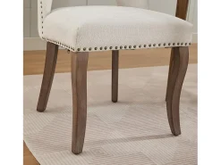Conjunto de 2 sillas de tela y madera - Diseño hueco - Beige