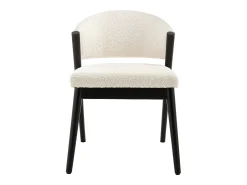 Conjunto de 2 sillas de tejido bouclé y madera de hevea negro - Blanco - ZELVYN