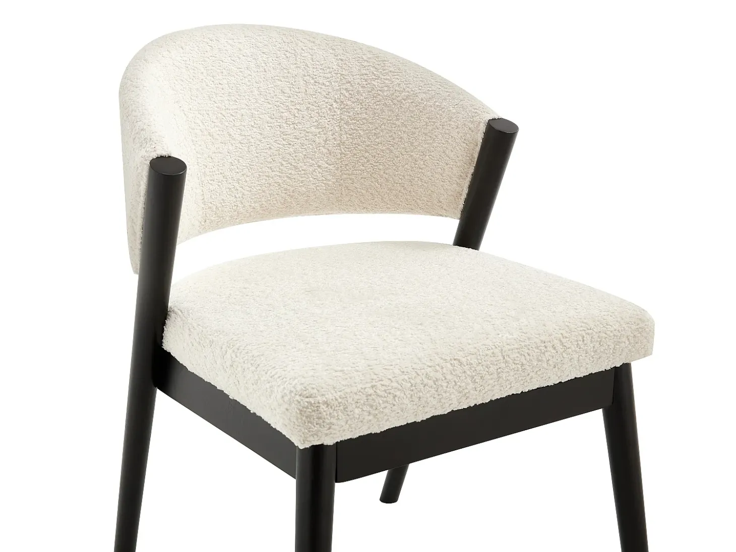 Conjunto de 2 sillas de tejido bouclé y madera de hevea negro - Blanco - ZELVYN