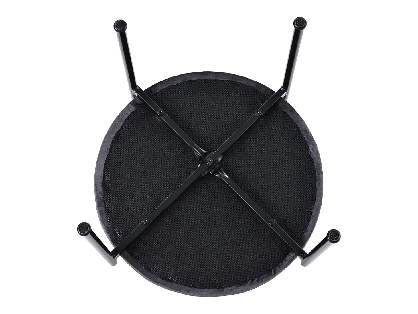 Conjunto de 4 sillas de terciopelo con respaldo de ratán y patas de metal negro - gris