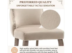 Conjunto de 4 sillas de terciopelo beige - Silla de 4 patas con costura de botones estructura de madera maciza para comedor - 91x50x49cm