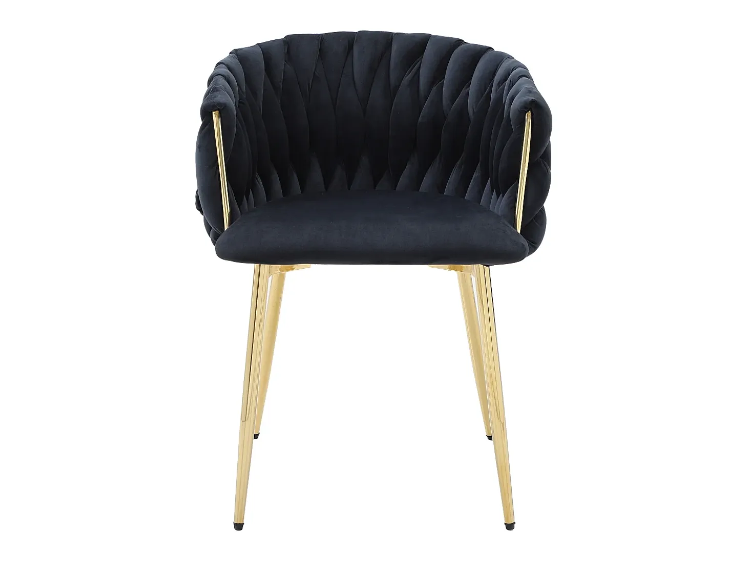 Conjunto de 6 sillas de terciopelo y metal dorado - Negro - ELEGANO