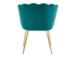 Conjunto de 6 sillas de terciopelo - 63 x 58 x 77 cm - Patas de metal niquelado y cojines mariposa - Verde