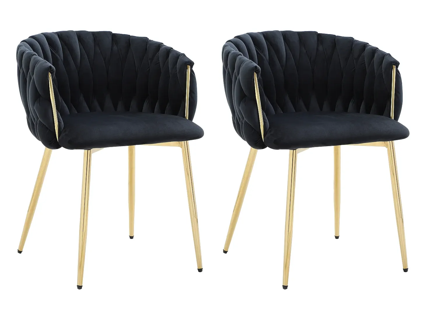 Conjunto de 2 sillas de terciopelo y metal dorado - Negro - ELEGANO