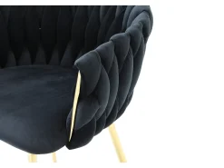Conjunto de 2 sillas de terciopelo y metal dorado - Negro - ELEGANO