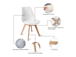 Conjunto de 2 Sillas diseño nórdico escandinavo - Madera de haya maciza - Blanco