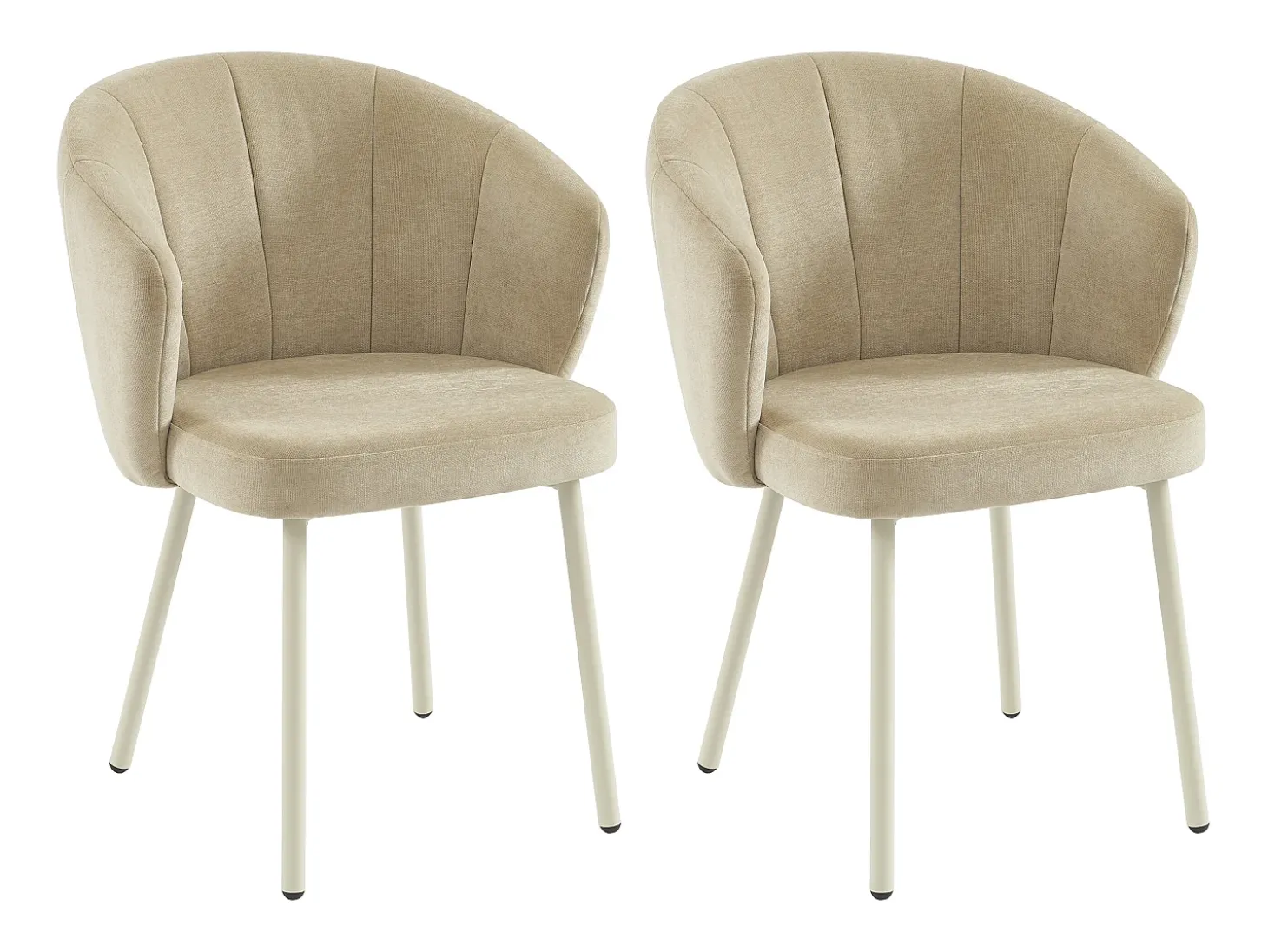 Conjunto de 2 sillas en tela y metal blanco - Beige - TANURY