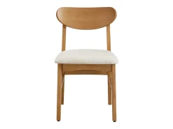 Conjunto de 2 sillas en tela texturizada y madera de hevea natural - Crema - LERANIA