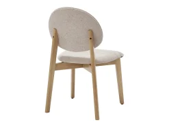 Conjunto de 6 sillas en tela texturizada y madera clara de hevea natural - Beige - MARLENI