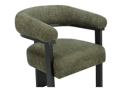Conjunto de 2 sillas en tela bouclé y madera de hevea - Verde caqui y negro - LIVELIA