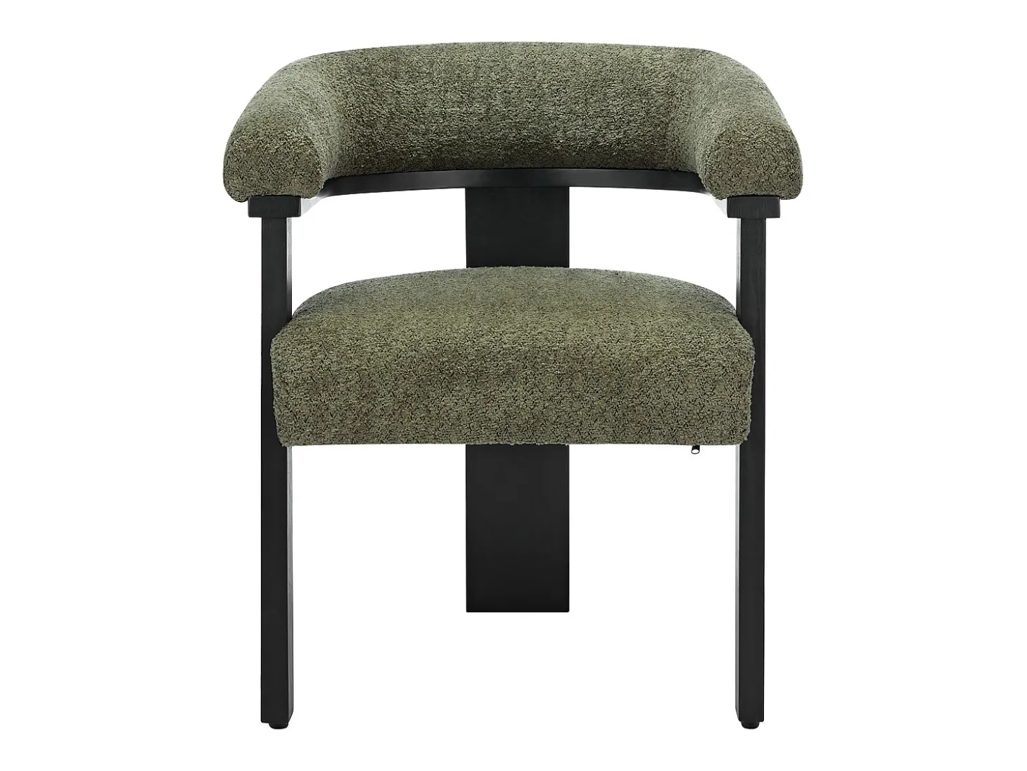 Conjunto de 2 sillas en tela bouclé y madera de hevea - Verde caqui y negro - LIVELIA