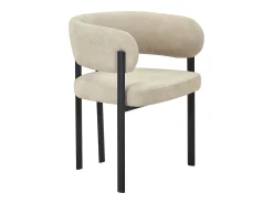 Conjunto de 6 sillas en tela y metal negro - Beige - CIBARO