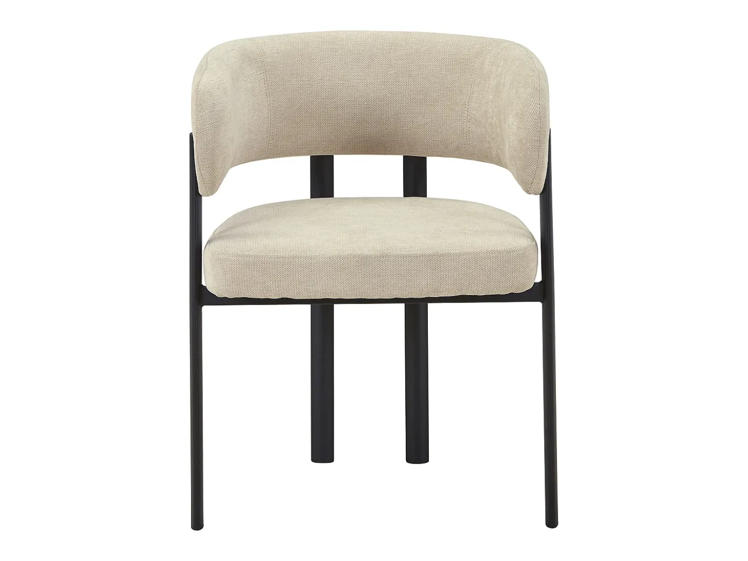 Conjunto de 6 sillas en tela y metal negro - Beige - CIBARO