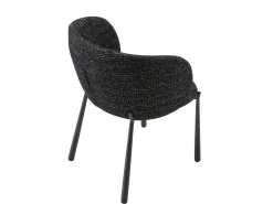 Conjunto de 6 sillas en tela tweed y metal - Negro - SIJOLA