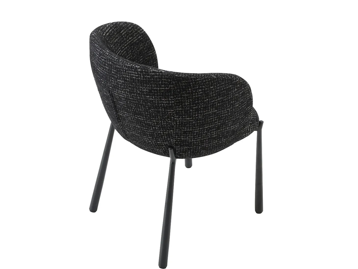 Conjunto de 6 sillas en tela tweed y metal - Negro - SIJOLA