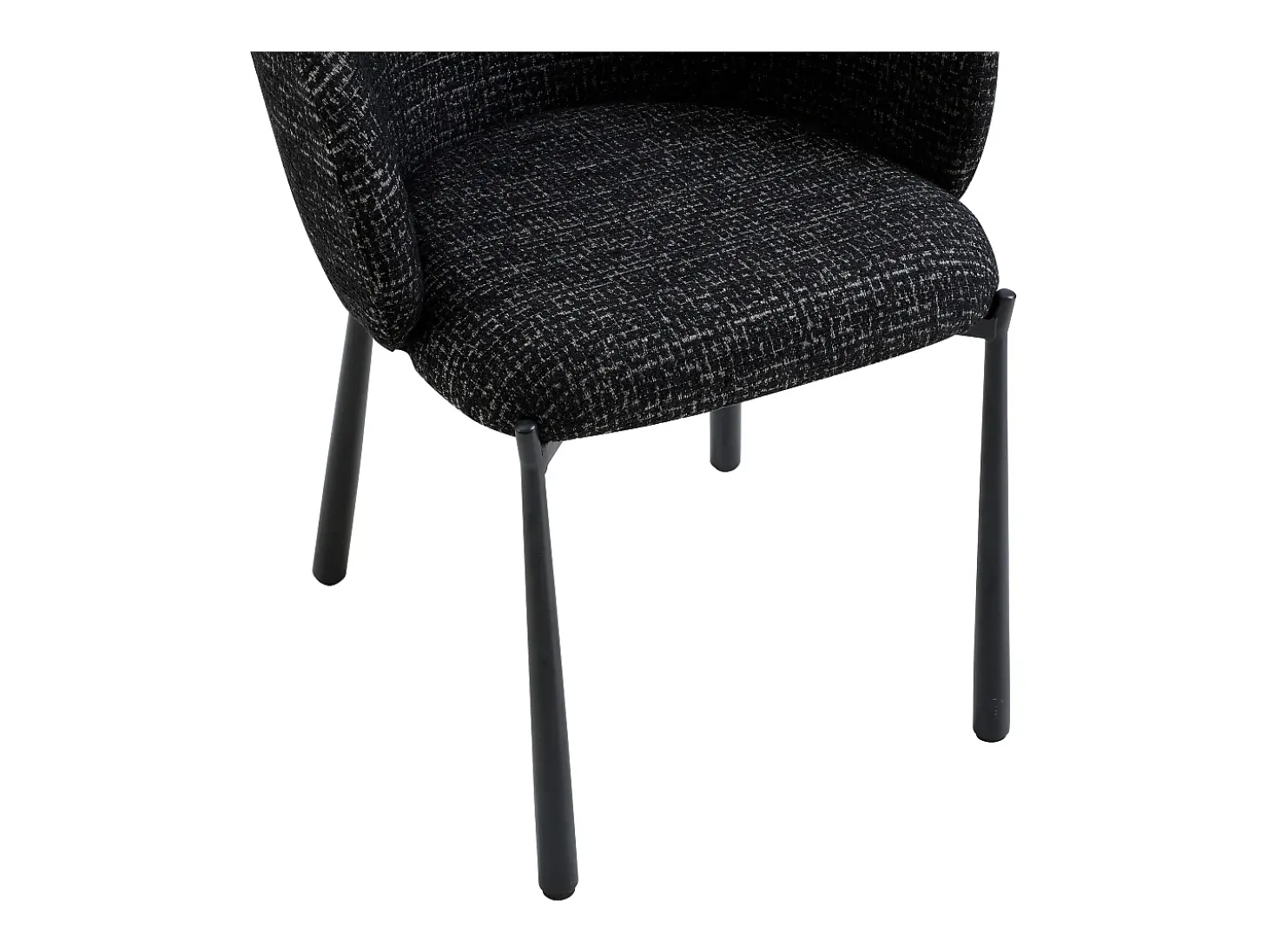 Conjunto de 6 sillas en tela tweed y metal - Negro - SIJOLA