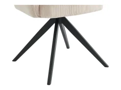 Conjunto de 2 sillas giratorias de terciopelo acanalado y metal negro - Crema - KONYA