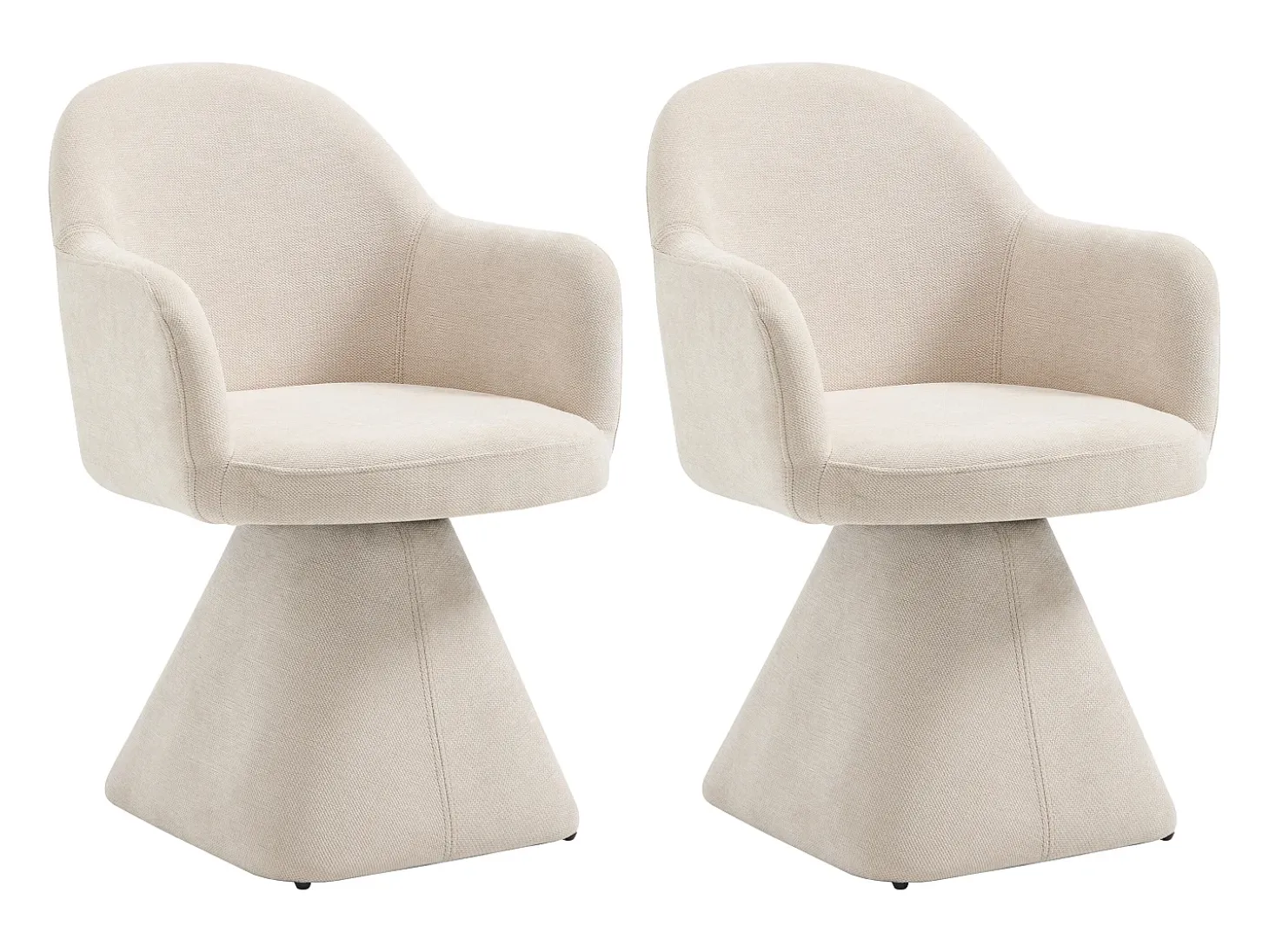 Conjunto de 2 sillas giratorias con reposabrazos de tela - Beige - VALYRA