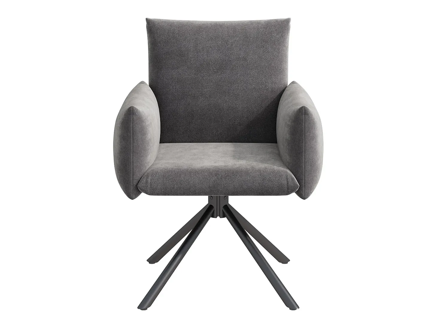 Conjunto de 4 sillas giratorias en terciopelo gris - Patas de metal - Para salón, dormitorio, oficina